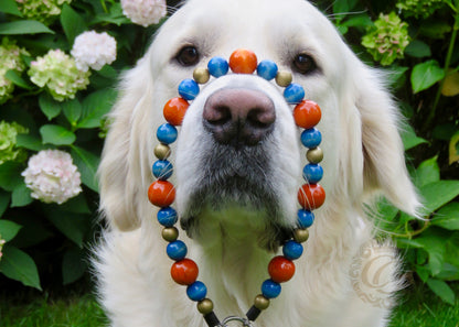 Dog collar October Fun | Luxury Dog Collars | Cat Collars | CollarCrafts | dogcollar | collar | handmade dog collars | hondenband | halsband | buckle dog collars | martingale collar | beaded dog collar | beaded dog collars | wooden bead dog collars | alu max com dog collars | beaded collars for dogs | Orange Blue Gold dog collars | collarcrafts