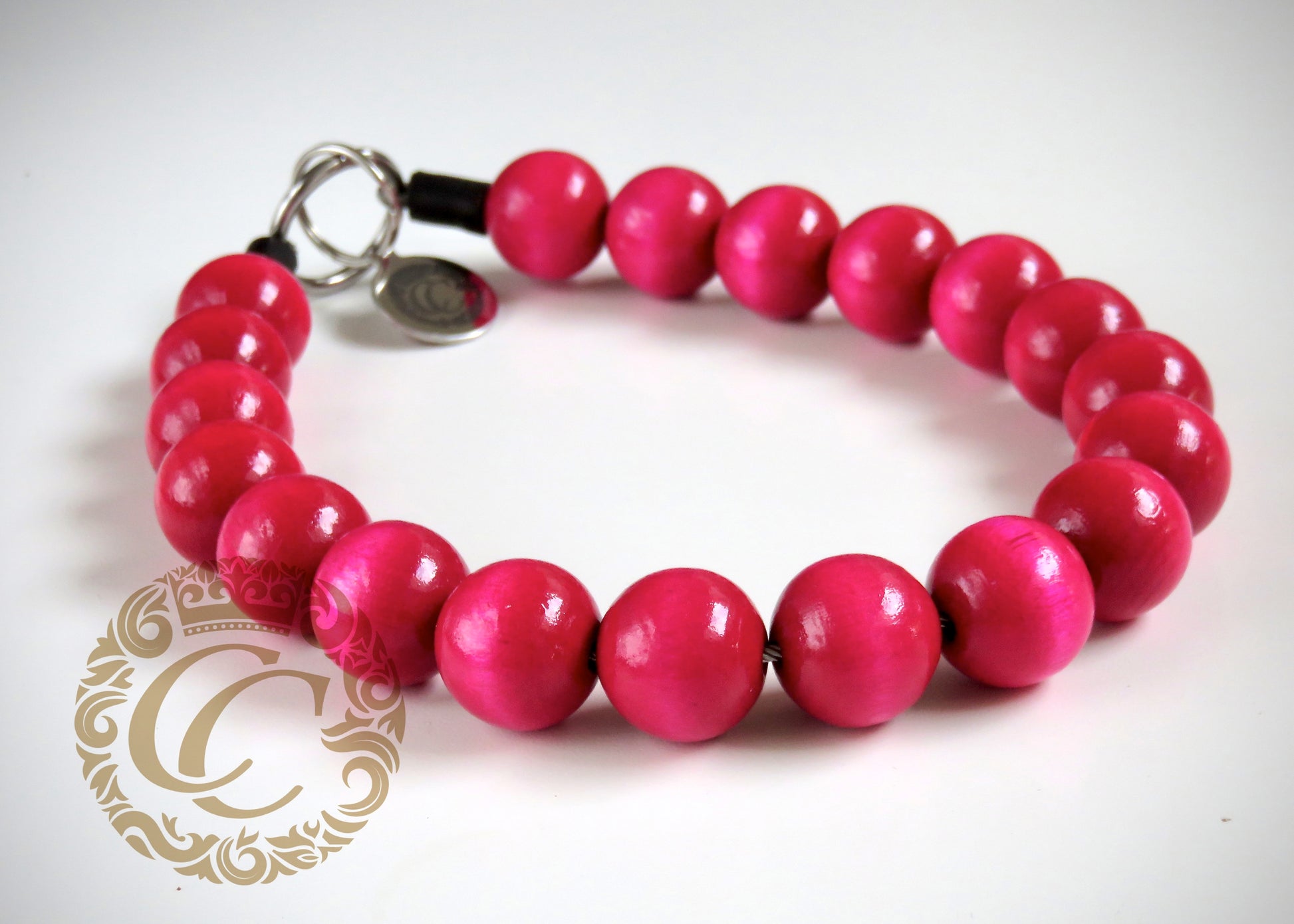 Dog collar Fuchsia Maxi | Dog Collars | Cat Collars | CollarCrafts | dogcollar | collar | hondenhalsband | hondenband | Kattenhalsband | bead dog collars | cat mood collar | beaded dog collar | beaded dog collars | wooden bead dog collars | alu max com dog collars | beaded collars for dogs | rainbow dog collars | collarcrafts