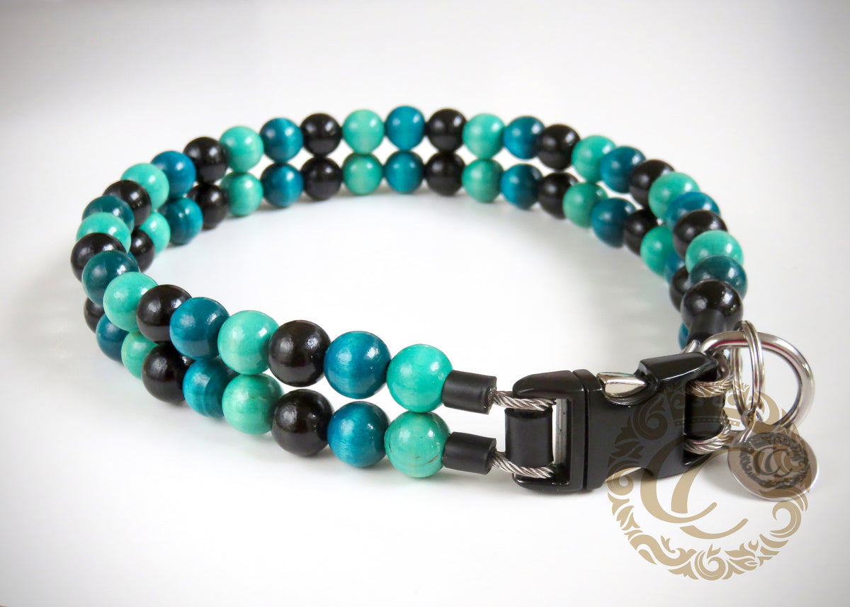 dogcollar | collar | Dog collar "Double Midi Turquoise" | Dog Collars | CollarCrafts | dogcollar | collar | bead dog collars | mood collar | beaded dog collar | beaded dog collars | wooden bead dog collars | alu max com dog collars | beaded collars for dogs | rainbow dog collars | collarcrafts