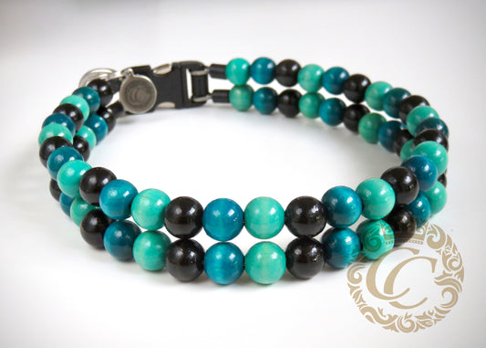 dogcollar | collar | Dog collar "Double Midi Turquoise" | Dog Collars | CollarCrafts | dogcollar | collar | bead dog collars | mood collar | beaded dog collar | beaded dog collars | wooden bead dog collars | alu max com dog collars | beaded collars for dogs | rainbow dog collars | collarcrafts