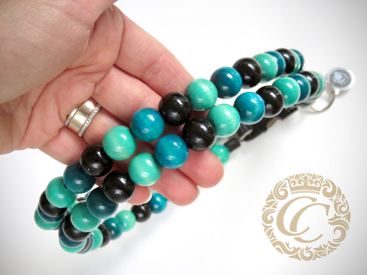 dogcollar | collar | Dog collar "Double Midi Turquoise" | Dog Collars | CollarCrafts | dogcollar | collar | bead dog collars | mood collar | beaded dog collar | beaded dog collars | wooden bead dog collars | alu max com dog collars | beaded collars for dogs | rainbow dog collars | collarcrafts