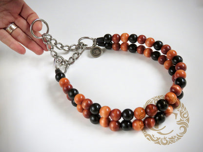Dog collar Double Midi Caramel | Dog Collars | CollarCrafts | dogcollar | dogcollar | collar | bead dog collars | mood collar | beaded dog collar | beaded dog collars | wooden bead dog collars | alu max com dog collars | beaded collars for dogs | rainbow dog collars
