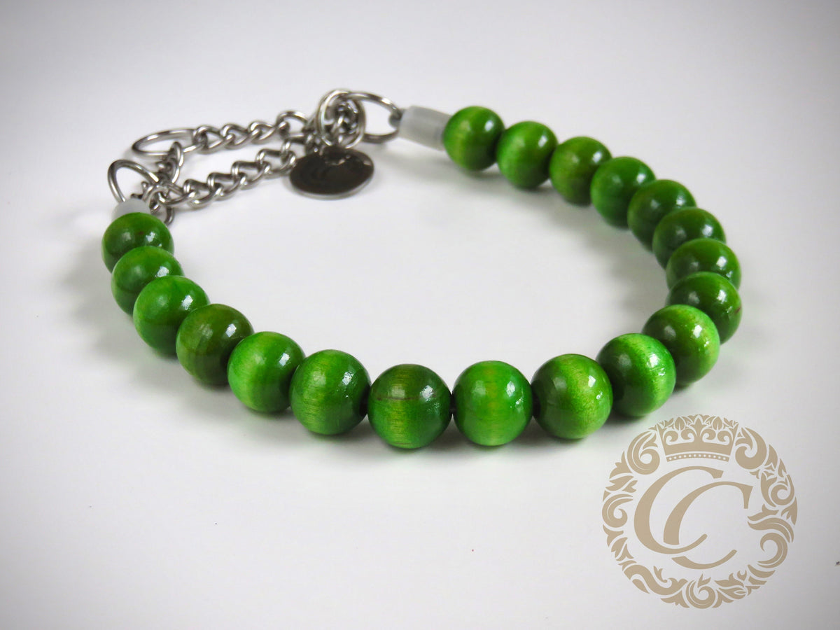 Dog collar Green Apple Mini | handmade dog collar | collarcrafts | dogcollar | halsband | dogcollar | collar | hondenhalsband | hondenband | Kattenhalsband | bead dog collars | cat mood collar | beaded dog collar | beaded dog collars | wooden bead dog collars | alu max com dog collars | beaded collars for dogs | rainbow dog collars | collarcrafts