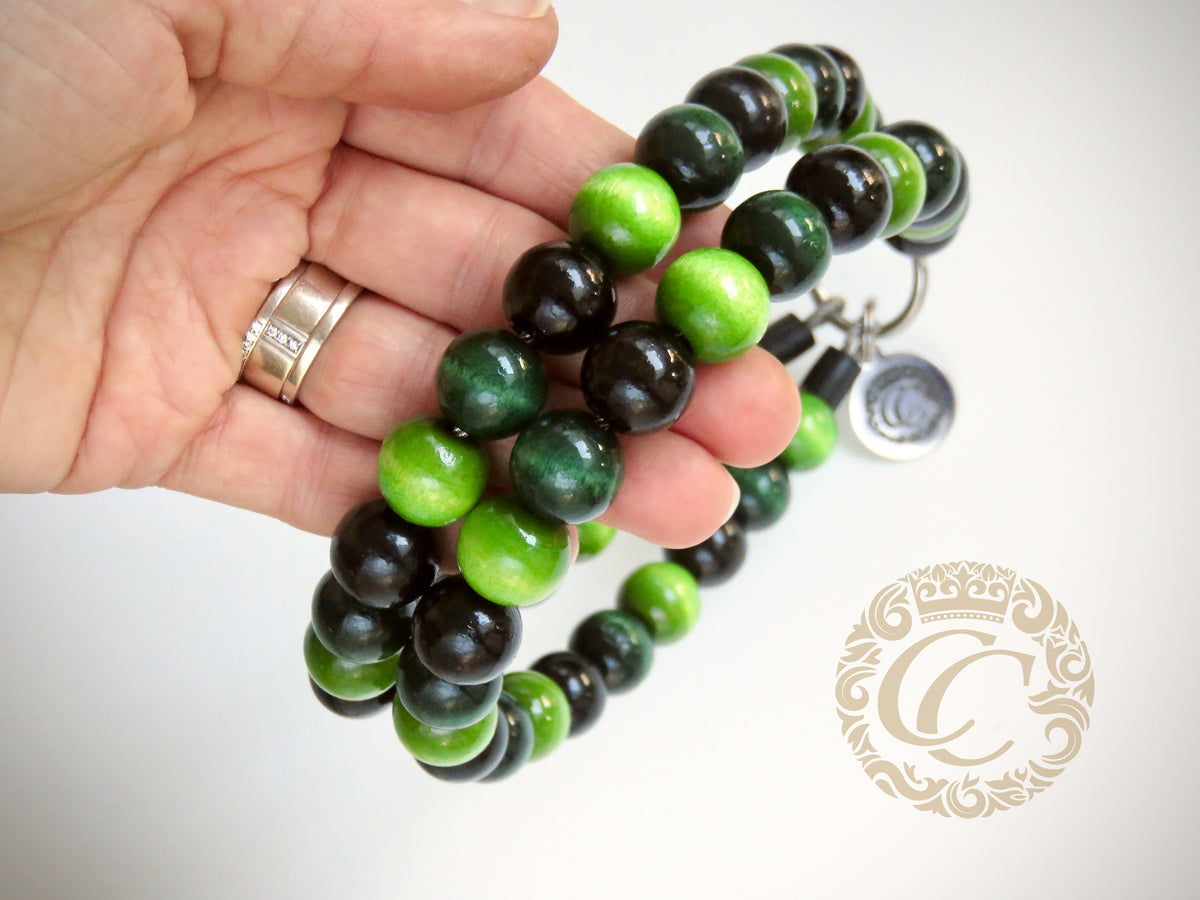 dogcollar | collar | Dog collar Double Midi Green | Dog Collars | CollarCrafts | hondenhalsband | luxury dog collars | custom dog collar | beaded dog collar | martingale dog collars | wooden bead dog collars | alu max com dog collars | beaded collars for dogs | Green dog collars | collarcrafts