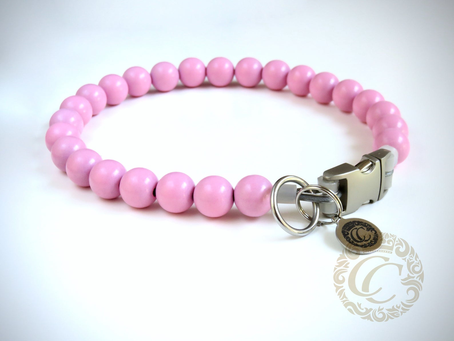 Handmade dog collar Baby Pink Maxi | Dog Collars | Custom made Collars | CollarCrafts | dogcollar | collar | hondenband | Kattenhalsband | bead dog collars | glam dog collar | girly dog collar | martingale dog collars | luxury dog collars | alu max com dog collars | beaded collars for dogs | pink dog collars